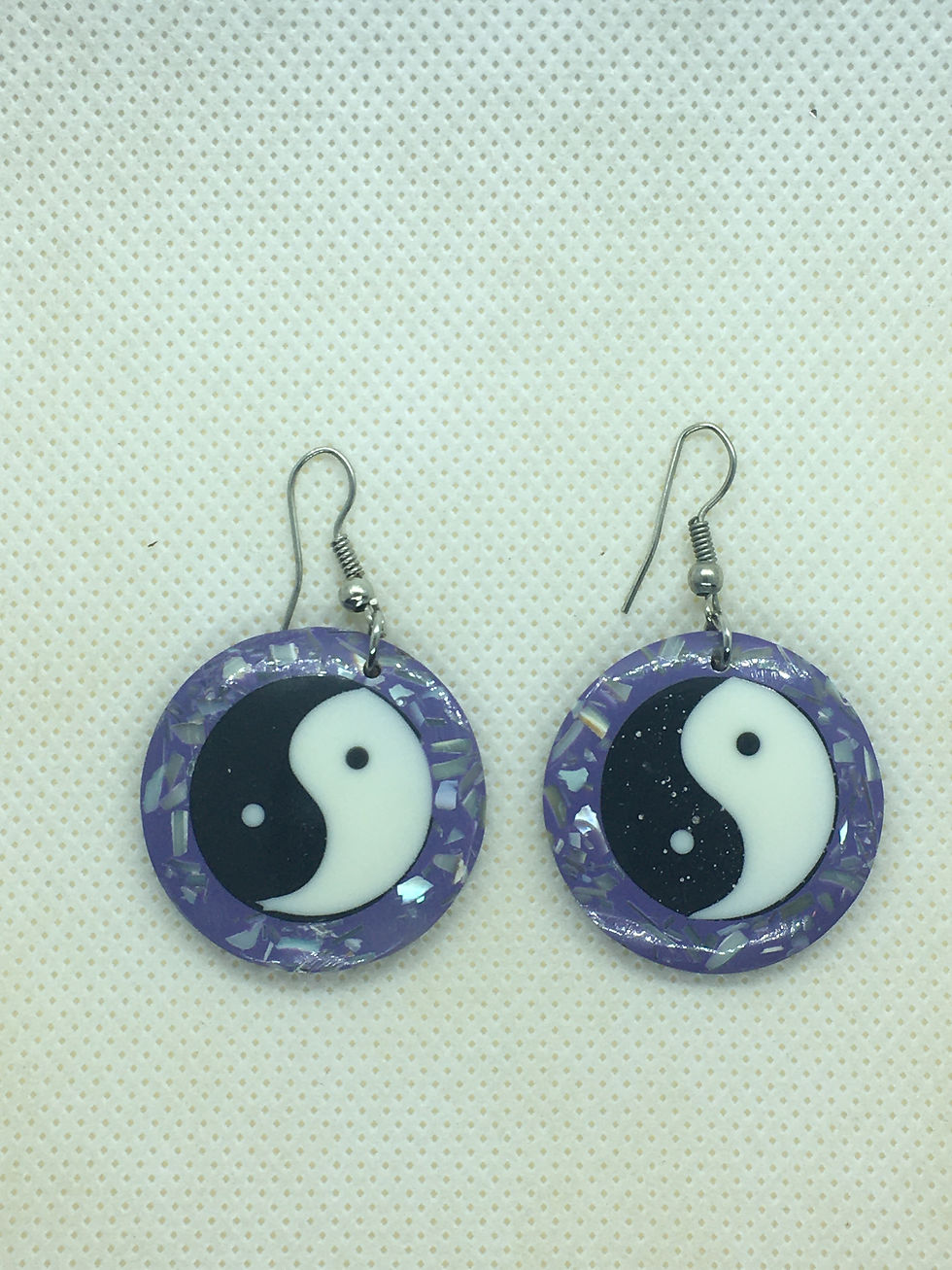 Purple YinYang Shell Earring