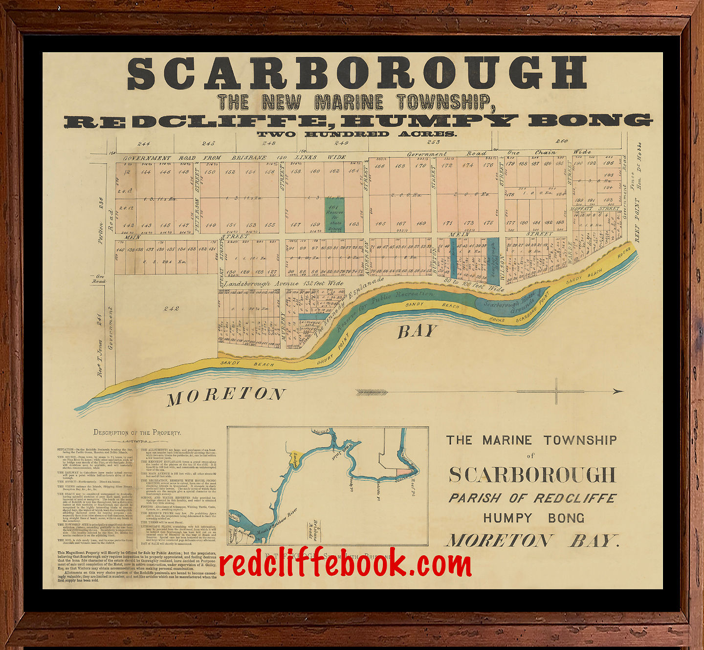 Scarborough Land Sale Map c. 1910 framed.
