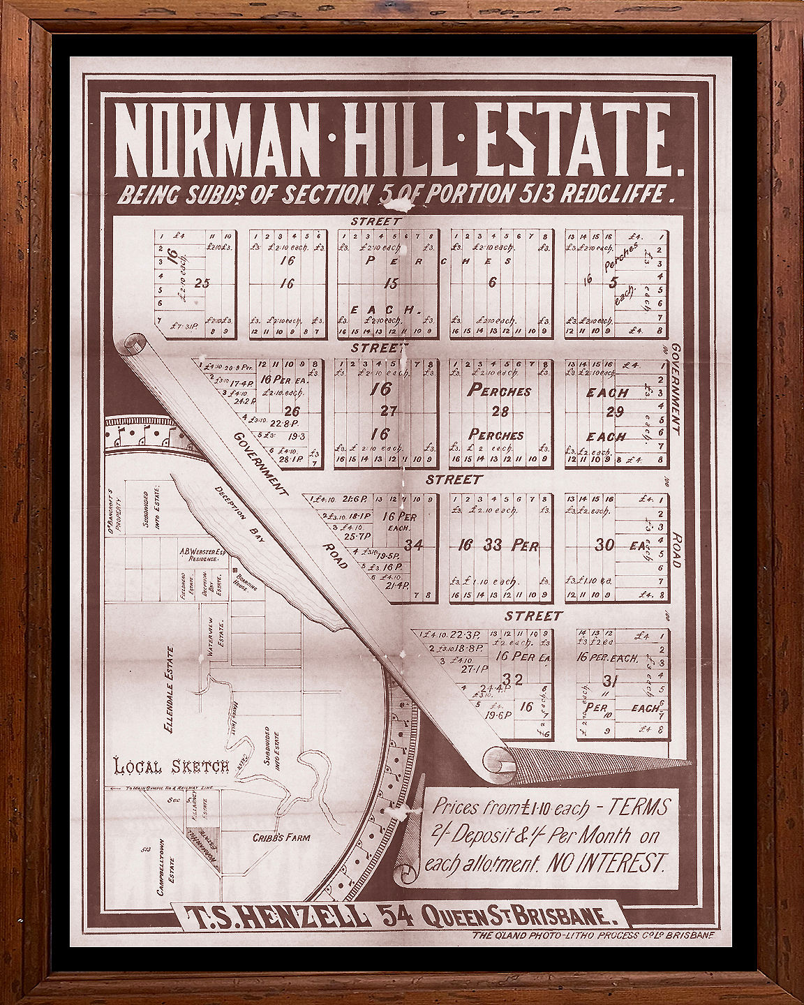 Norman Hill Estate Deception Bay/Mango Hill  framed 16x20" poster