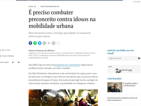 Artigo falando sobre o idadismo e a mobilidade urbana
