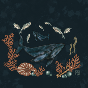 A collection of secondary marine elements, botanical forms, and visual details created to enrich the underwater scenes of The Secret Ocean illustrated calendar.