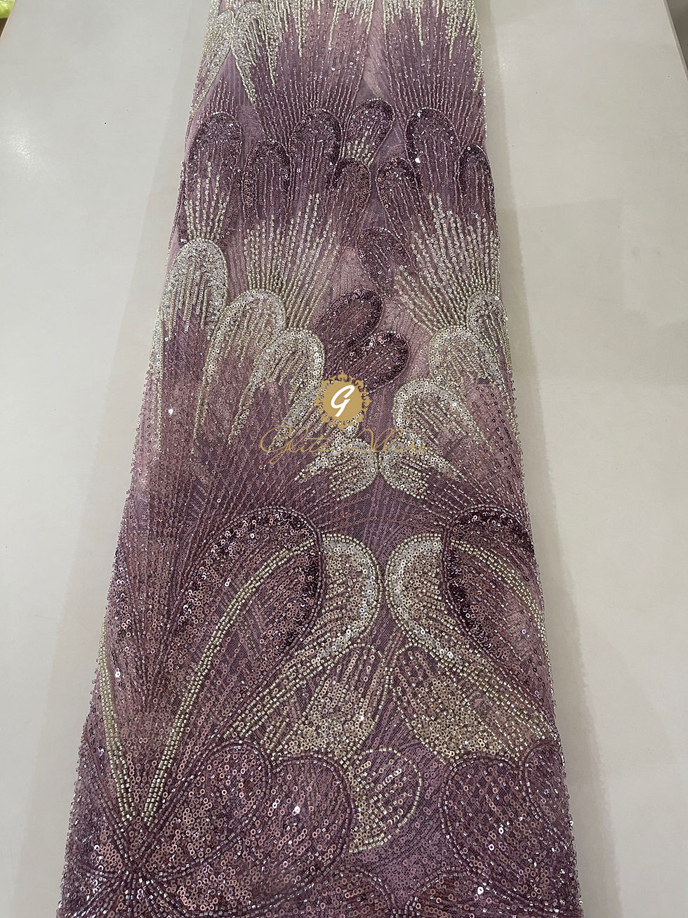 Thumbnail: 2 TONE FLORAL BEADED LACE