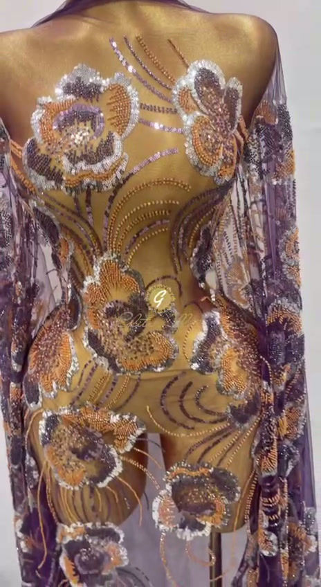 Thumbnail: FLOWER-BOMB EMBROIDERED SEQUINED TULLE