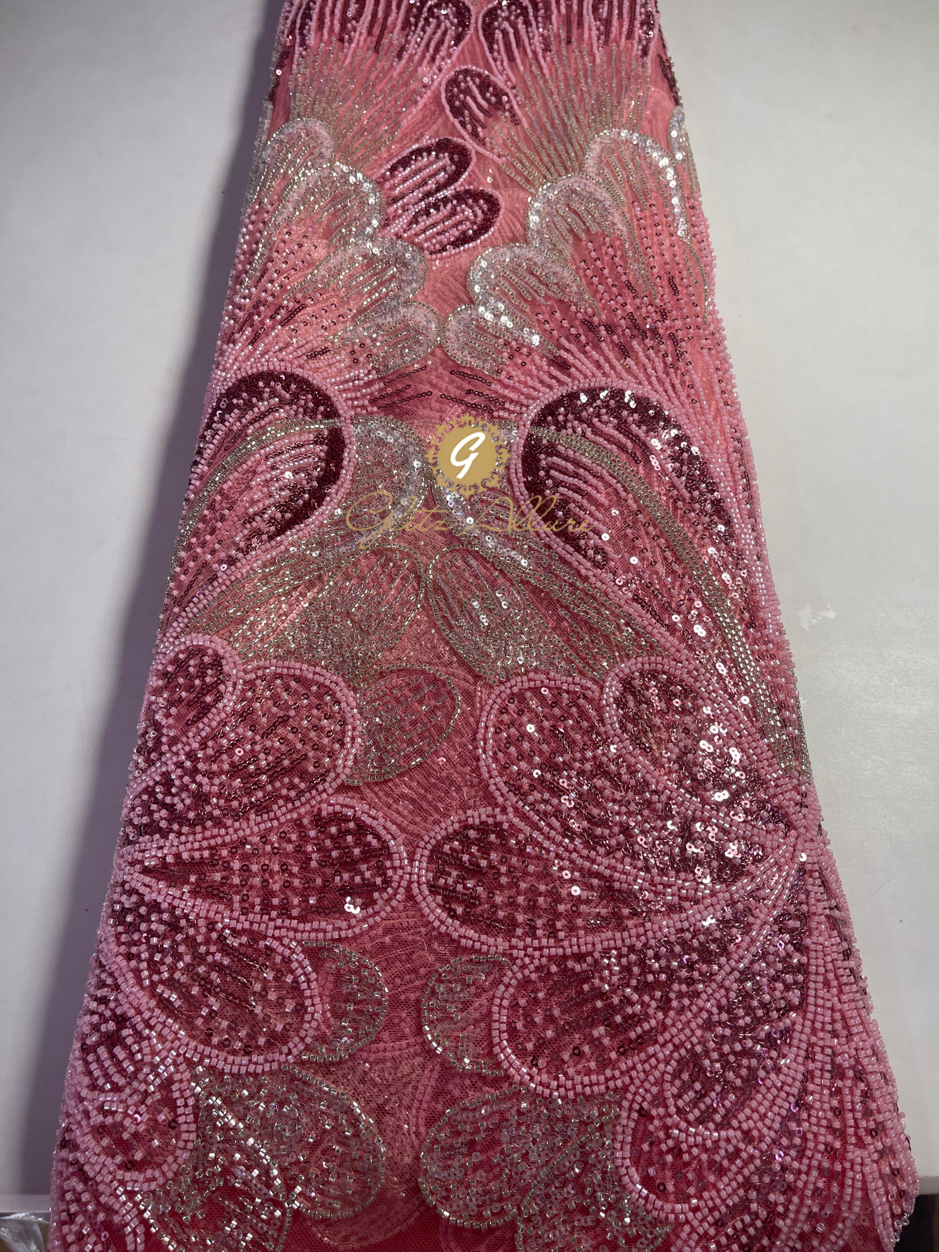 2 TONE FLORAL BEADED LACE