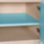 Thumbnail: étagère bleu claire derrière les portes à ouverture pousse lâche pour bibliothèque