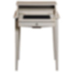bureau merisier gris perle avec sous main cuir noir et tiroir de face
