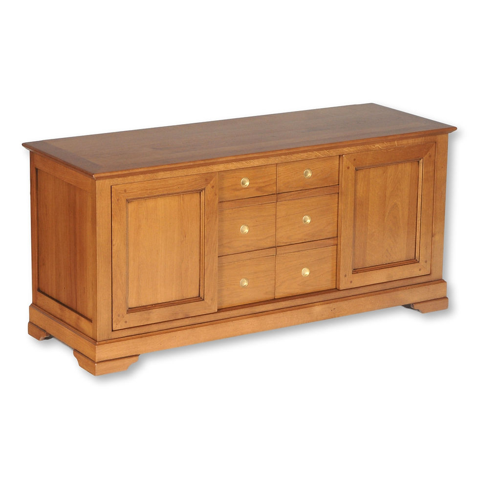 Thumbnail: meuble tv merisier 4 portes coulissantes style louis philippe de biais