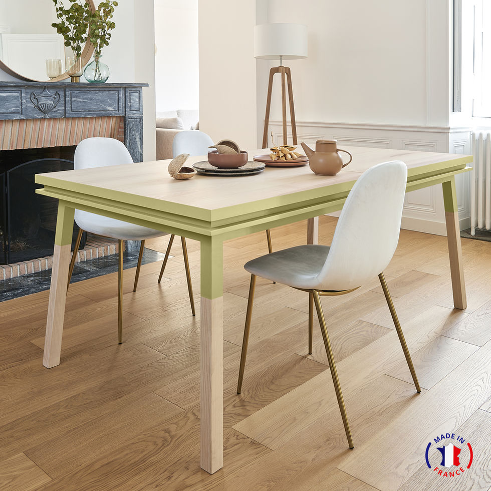 yellow French rectangular extendable dining table in solid wood