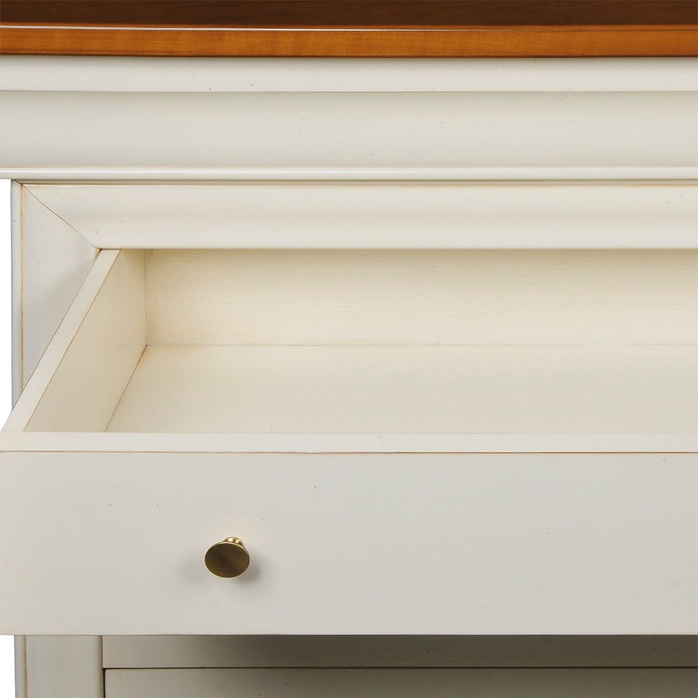 Miniature : intérieur d'un tiroir blanc crème d'une commode merisier style Louis Philippe