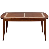 Table ovalisée extensible TRADITION en merisier massif vue de profil 