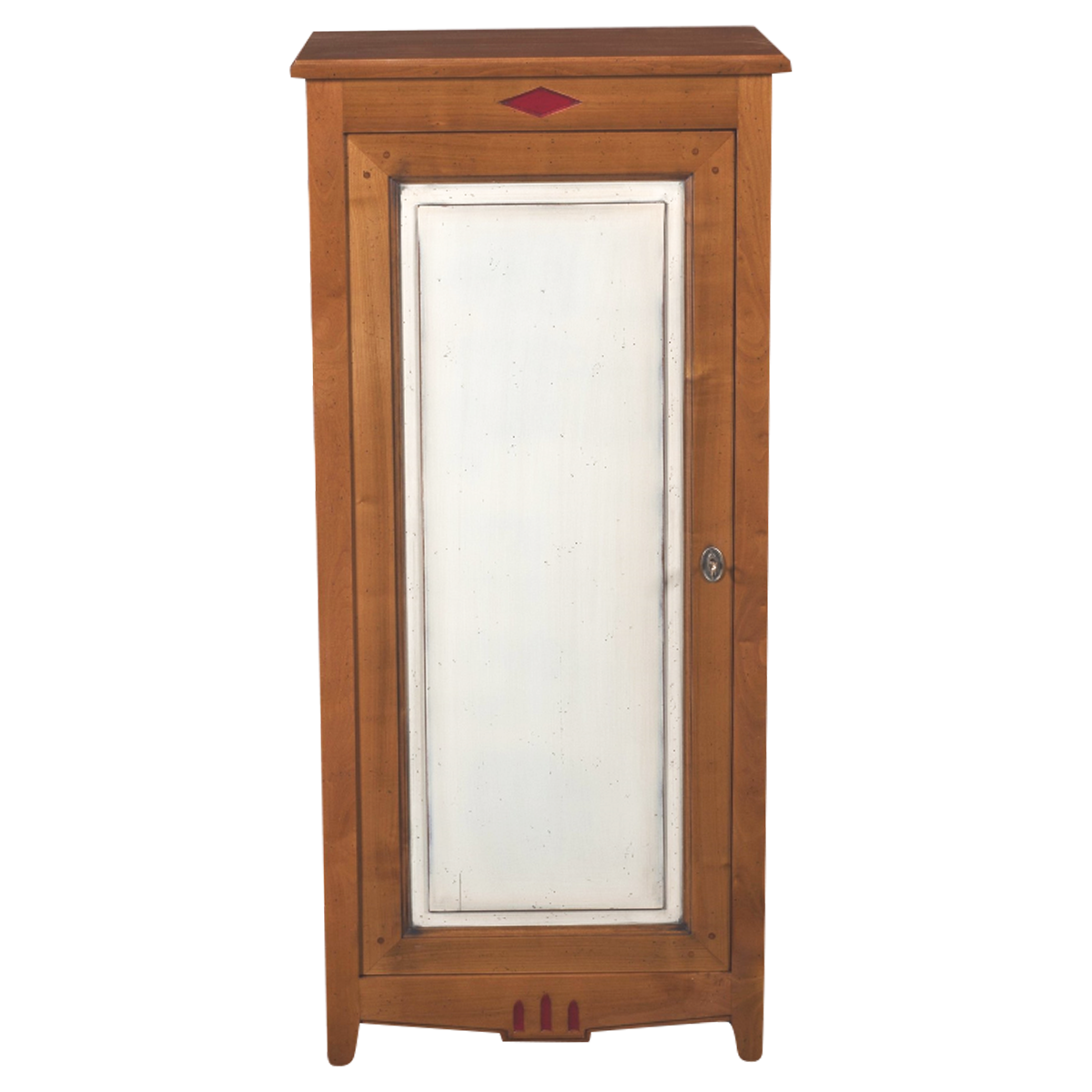 bonnetière MELANIE merisier massif avec panneau de porte gris perle face