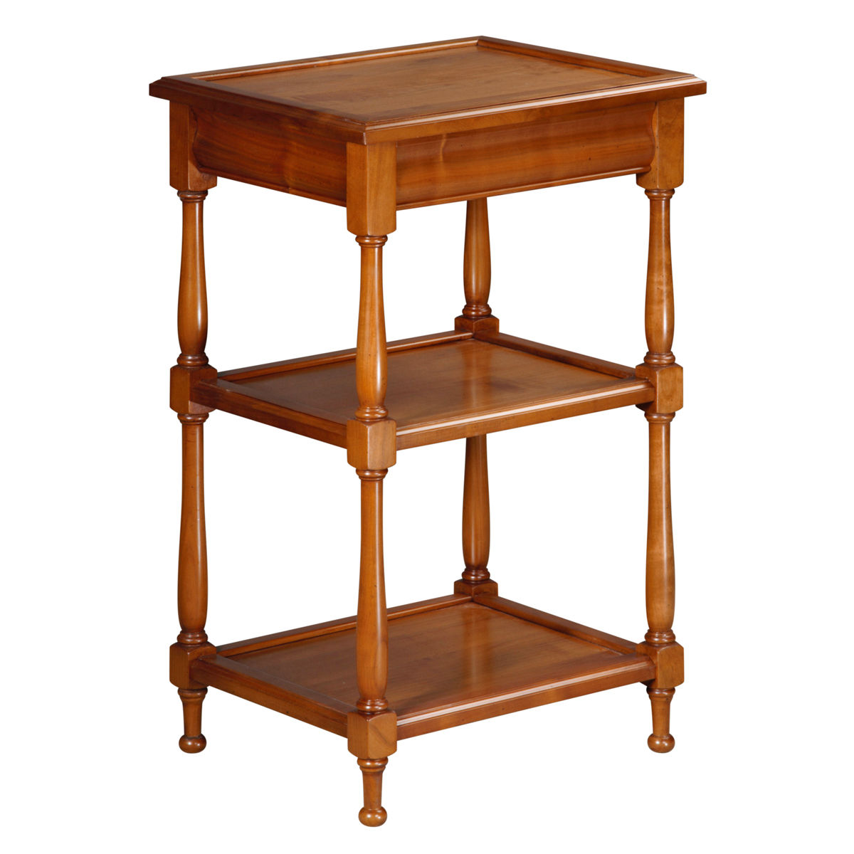 desserte 2 étagères style Louis Philippe merisier blond de biais