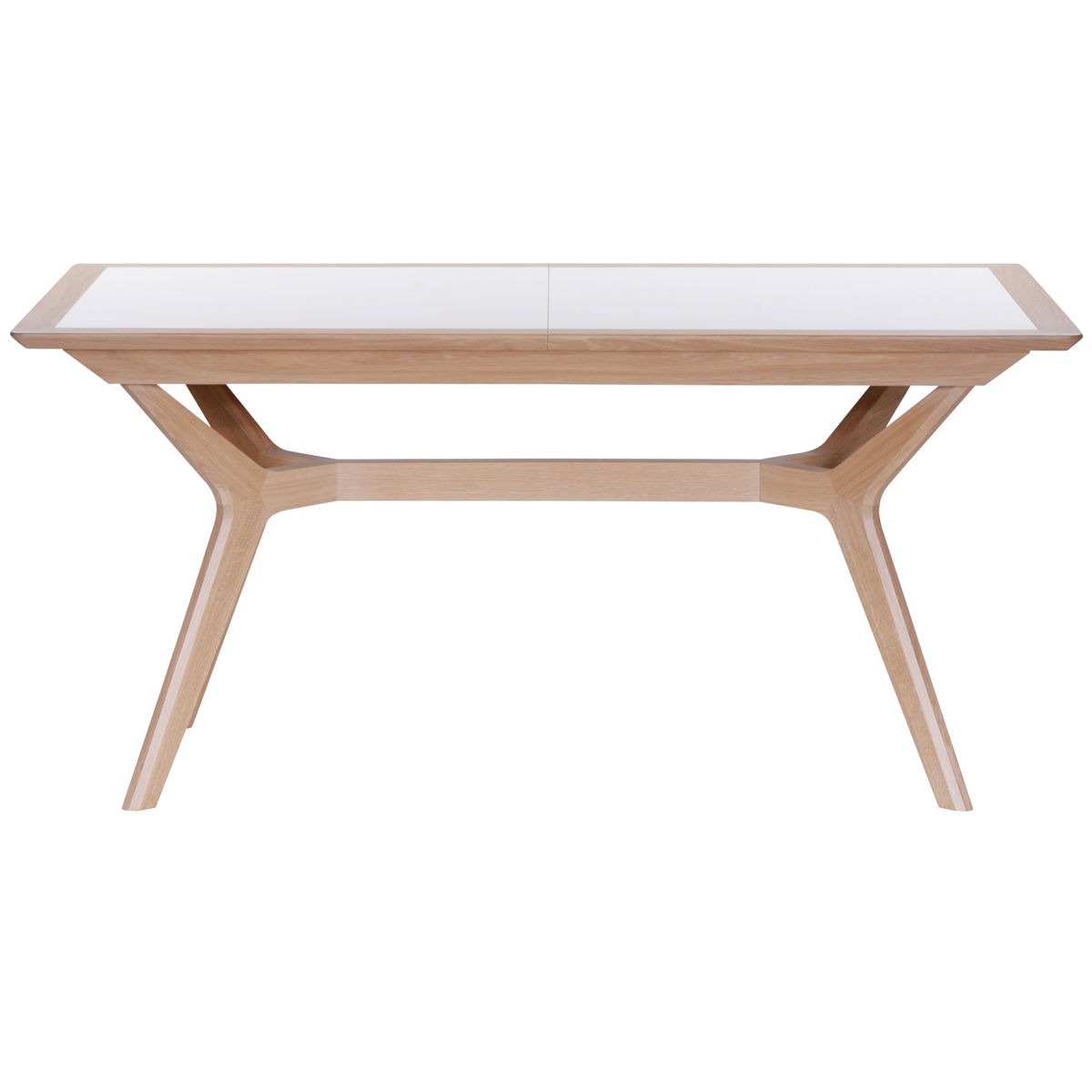 table extensible CANNES en chêne plateau céramique blanc fabrication française artisanale vue de côté sur fond blanc