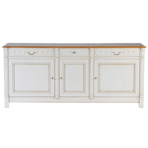 buffet enfilade 3 portes merisier massif gris portes fermées vu de face