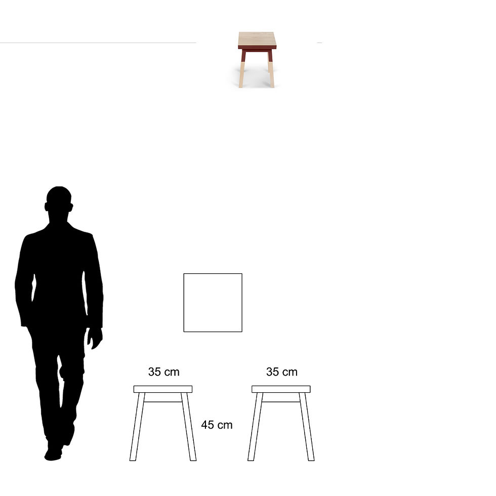 croquis tabouret bois massif design scandinave