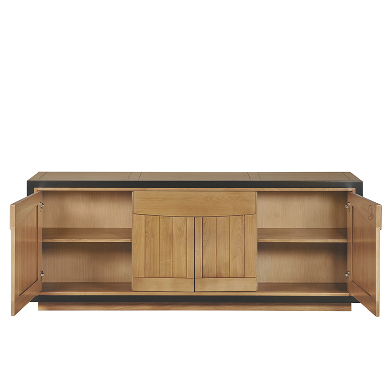 Miniature : grand buffet en bois massif 4 portes STELLA avec 2 portes ouvertes vu de face