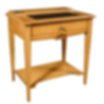 bureau ordinateur en merisier massif fumé avec sous main cuir noir MELANIE