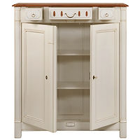 buffet haut meuble d'appui merisier TRADITION blanc crème vue de face portes et tiroirs ouverts
