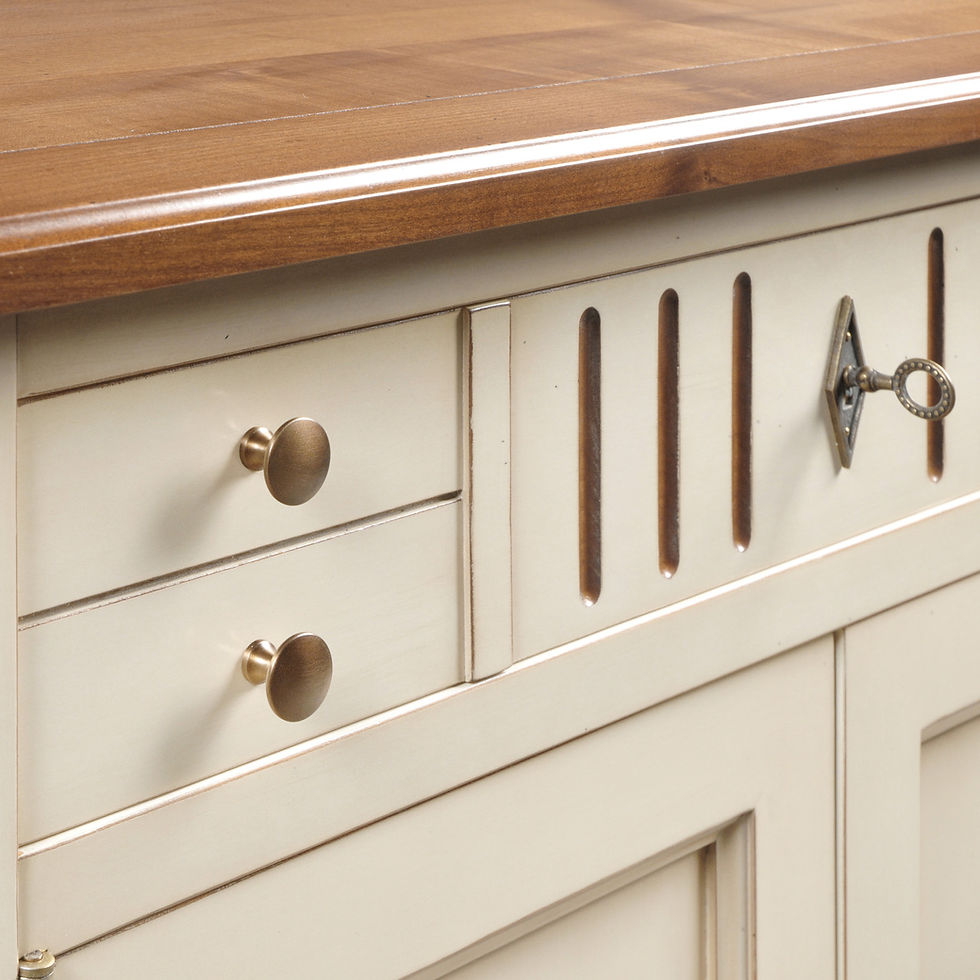 Thumbnail: façade de tiroir d'un petit bahut merisier blanc-crème DIRECTOIRE