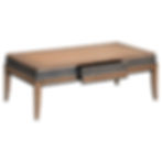 table basse en merisier marron et noire tiroir sorti de biais style Louis Philippe