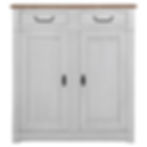 Buffet haut meuble d'appui 2 portes chêne massif gris perle vue de face sur fond blanc