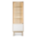 Vitrine blanche bois massif KUBE - vue de face avec porte vitrée et éclairage LED intégré