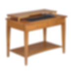 bureau en chêne massif pour ordinateur avec sous main cuir DIRECTOIRE biais