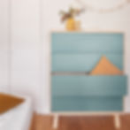 Miniature : grande commode en bois tiroirs bleu gris design