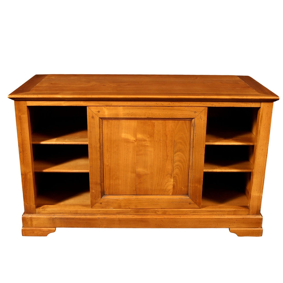 Thumbnail: meuble tv merisier massif louis philippe avec porte coulissante centrale