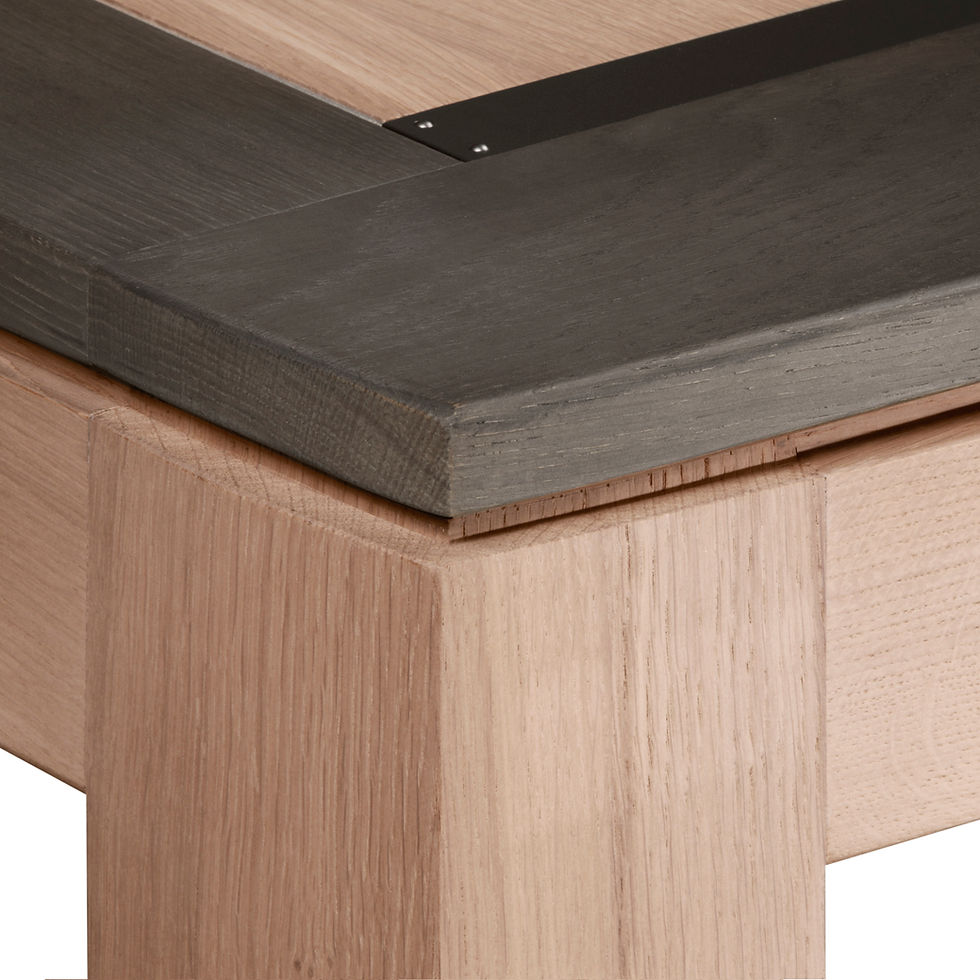 Thumbnail: Table rectangulaire SIENNA extensible - chêne massif & cadre gris