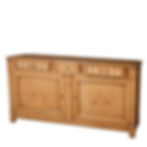 buffet 2 portes et 3 tiroirs merisier fumé et cannelures blanches TRADITION vu de biais