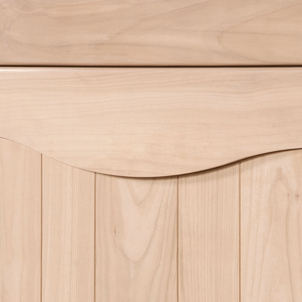 Thumbnail: Vitrine 2 portes STELLA - merisier naturel et cadre kenya