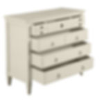commode merisier massif avec 4 tiroirs blanc crème DIRECTOIRE biais tiroirs ouverts