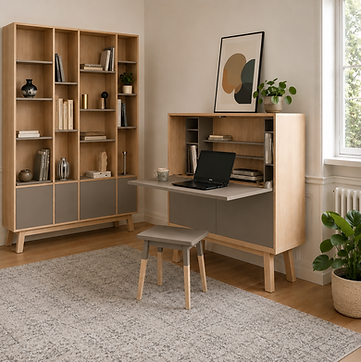 Ensemble de mobilier de bureau en bois massif avec bibliothèque et secrétaire