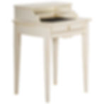 bureau bois massif blanc crème sous main cuir style classique vue de biais sur fond blanc