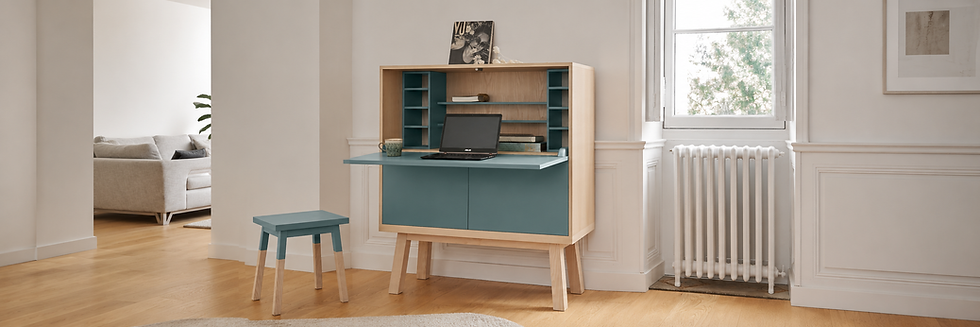 KUBE secretary desk in a contemporary interior designed for elegant home working