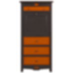 meuble secrétaire en bois merisier massif laqué gris et orange de face