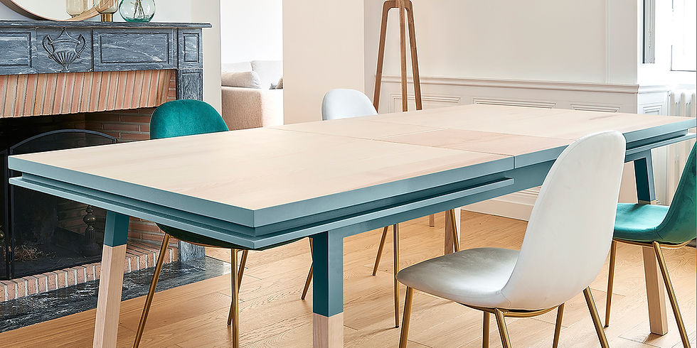 able extensible ÉGÉE en bois massif – design français contemporain, finition personnalisable en 11 couleurs.