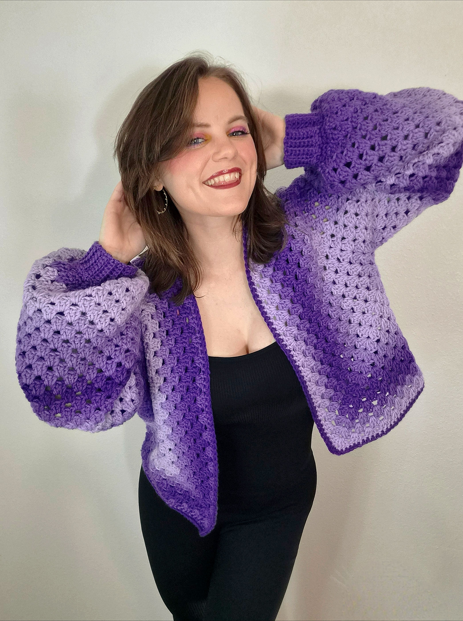 Purple Ombre Hexagon Cardigan