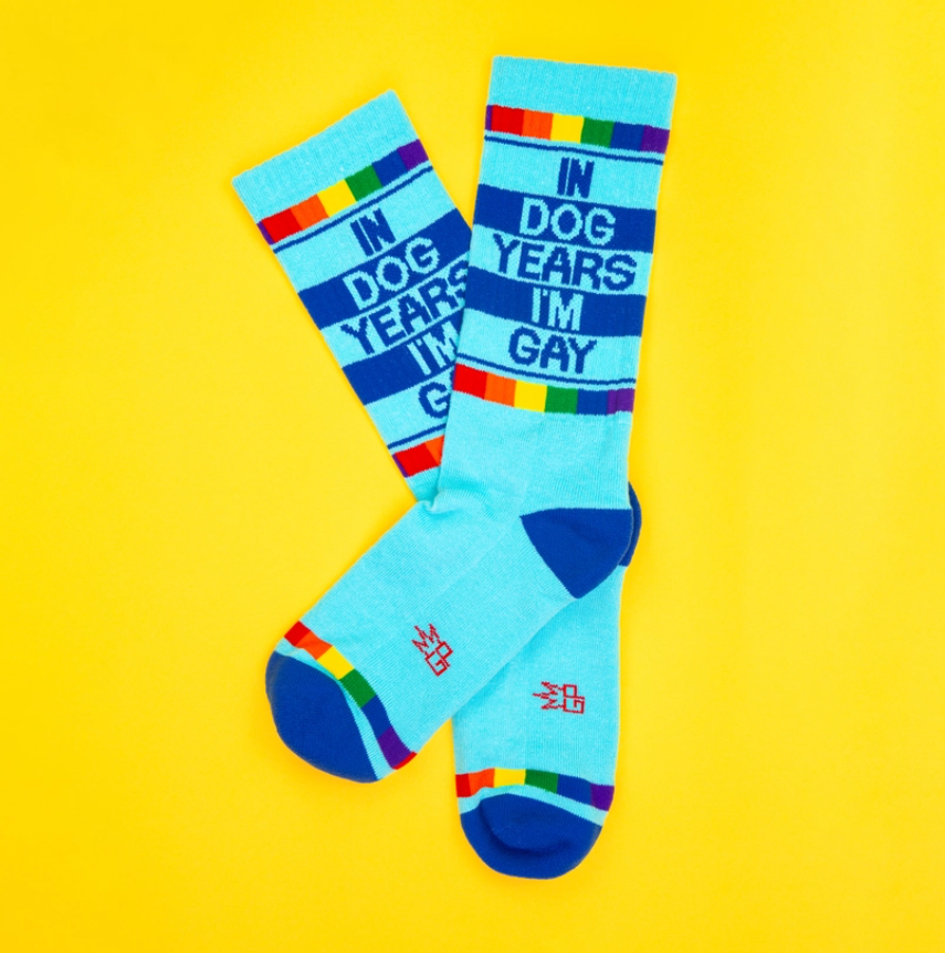 Thumbnail: Gumball Poodle socks "In Dog Years I'm Gay"