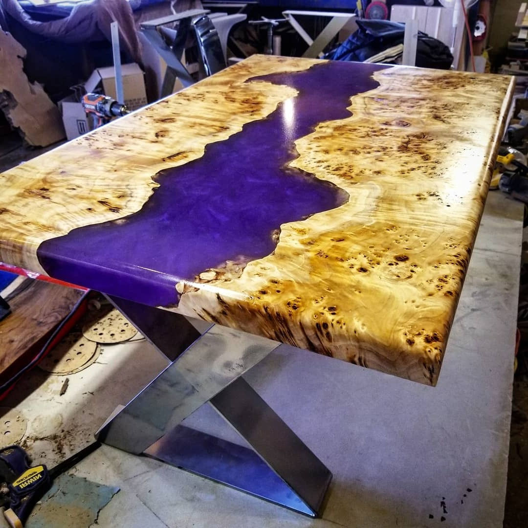 Purple Mappa Burl Coffee Table