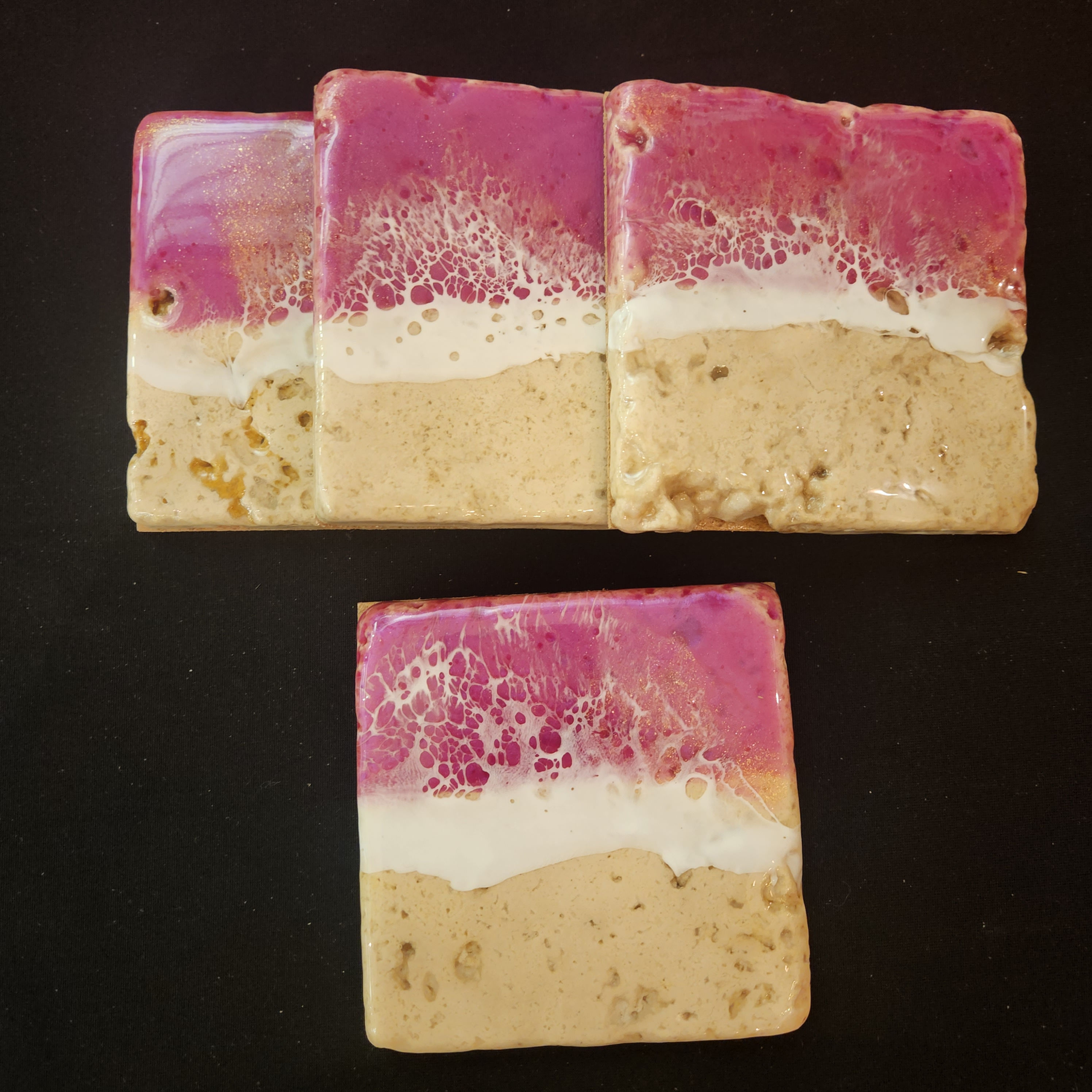 Dark pink ocean coasters 