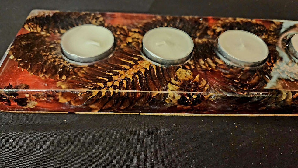 Thumbnail: 12" candle holder with pinecones