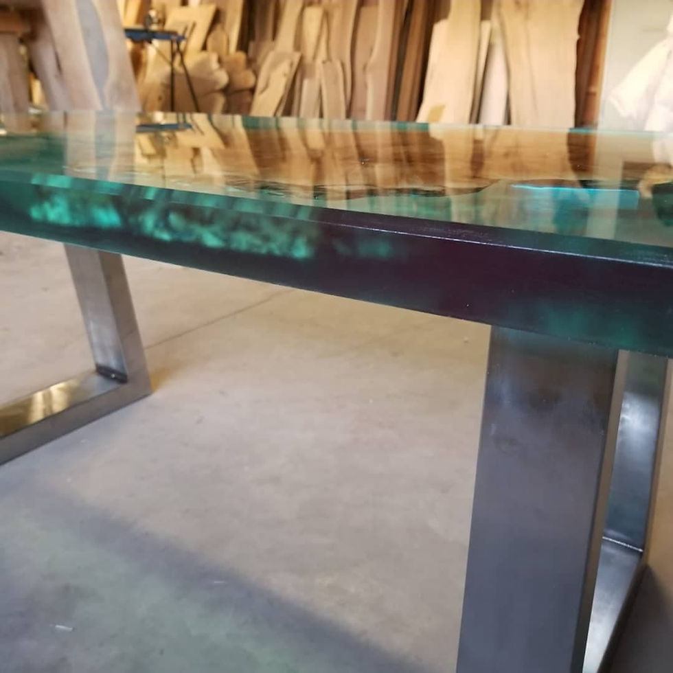 Thumbnail: Big Leaf Maple Encased in Ocean Blue Polymer Epoxy