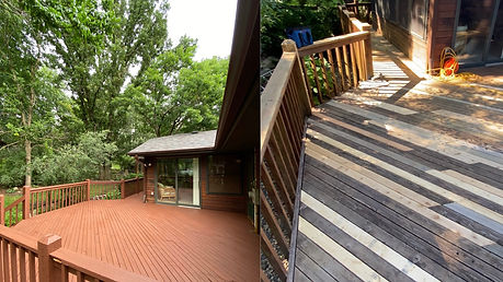 Deck staining before and after