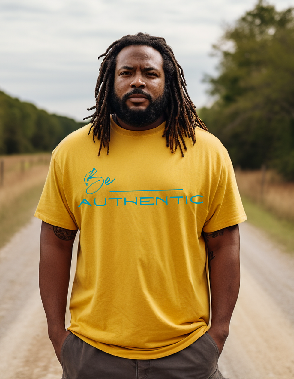 Yellow & teal be authentic tee mens
