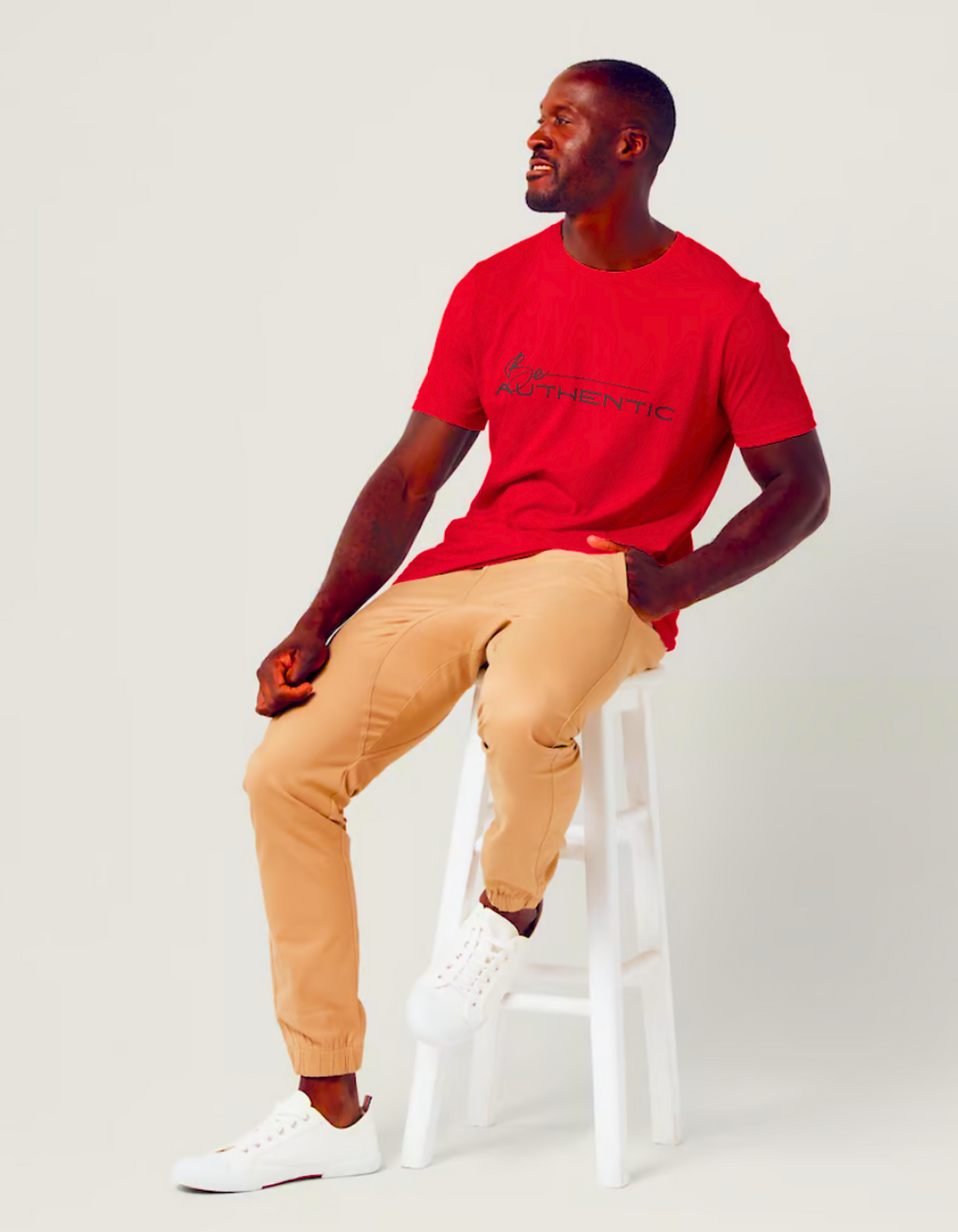 Thumbnail: Red & black be authentic tee mens
