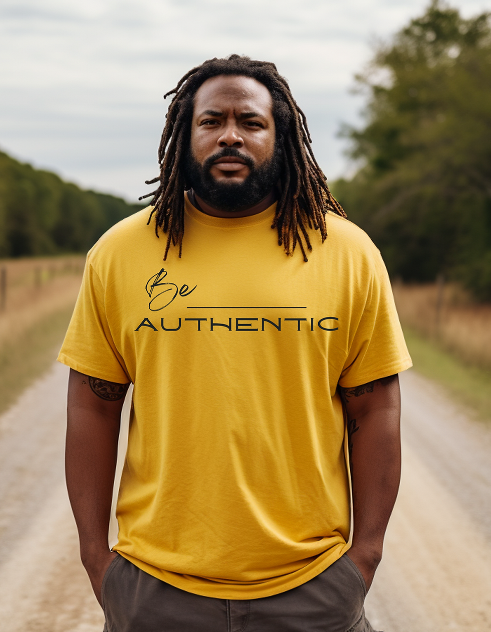 Yellow & black be authentic tee mens