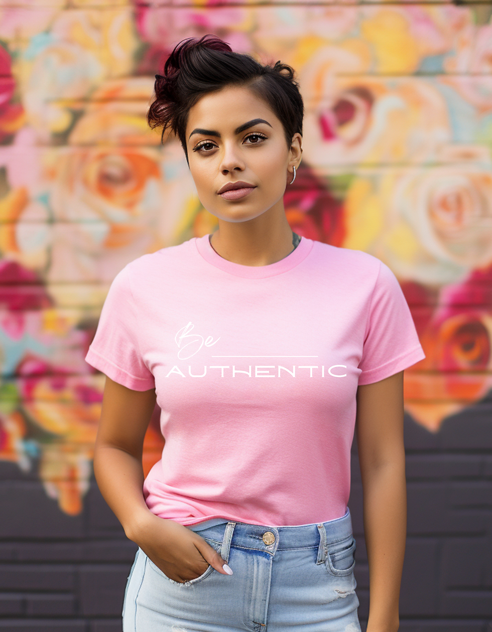 Thumbnail: Pink & white be authentic tee