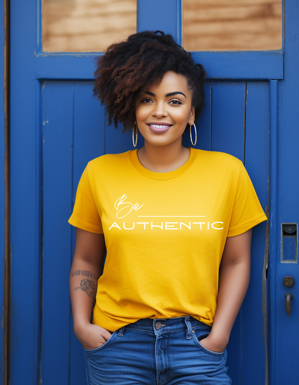 Yellow & white be authentic tee